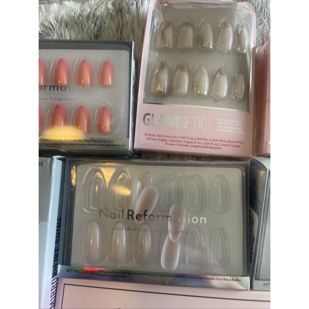 Press On Nails Lot Of 11 Glamnetic Nail Reformation Almond Pinks Vsalon Medium - Picture 5 of 8